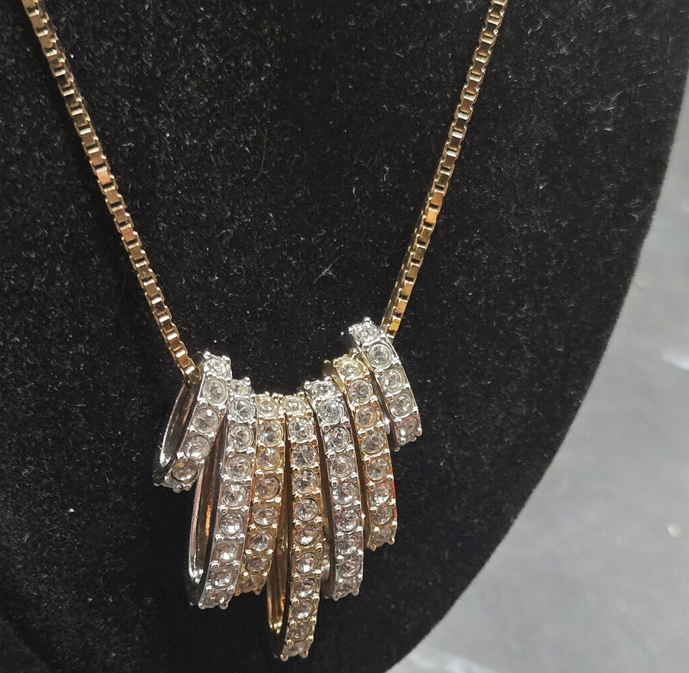 Pre-Loved Swarovski "Dance" Sliding Two Tone Crystal Pendant Box Chain Necklace - Picture 2 of 7